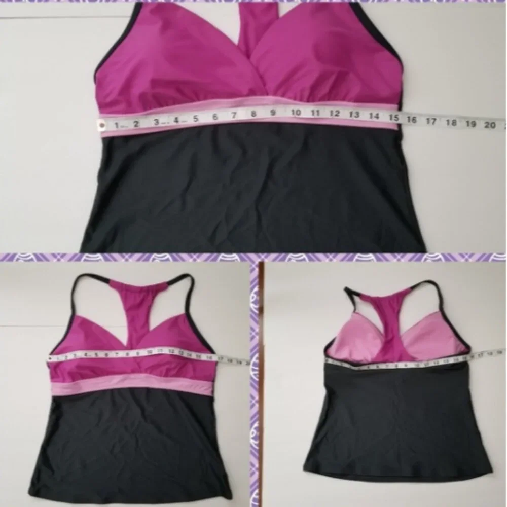 Danskin Now Pink & Black Racer Back Sportwear Tank Top Women's Large (12-14) - Picture 9 of 9